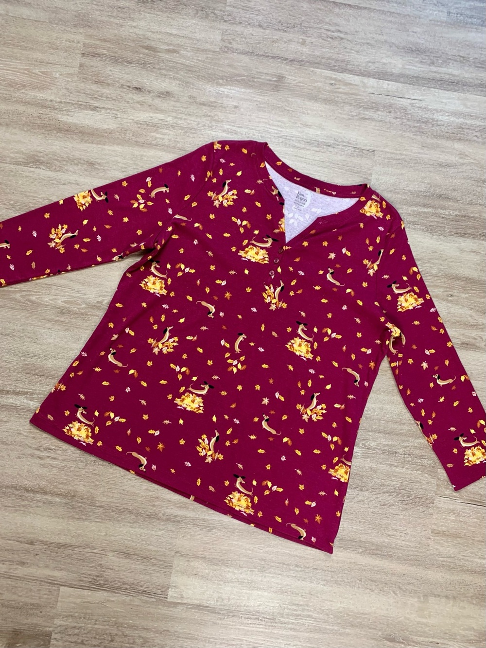 Kim Rogers 3-Pack Fall Tops Fox Dachshund Leaves 100% Cotton L - Picture 5 of 10